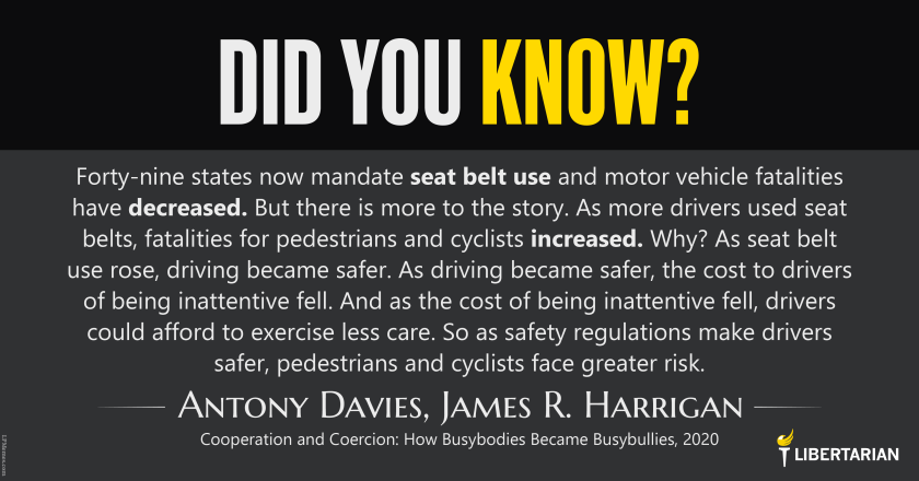 LW1366: Antony Davies – Seat Belt Laws